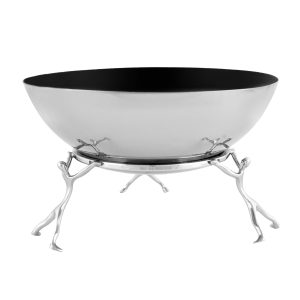 کاسه آجیل ژستو مدل GES-05 با پایه‌های فیگوراتیو و بدنه برنج آبکاری نیکل و کروم