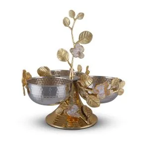 اردو سه پیاله استیل چکشی و برنج گل ارکیده