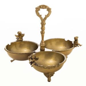 اردو سه پیاله نیم پایه برنجی کویین