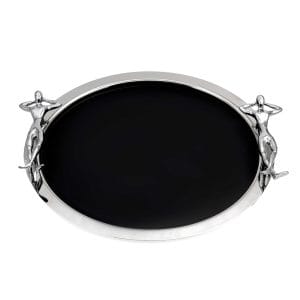 سینی گرد ژستو مدل GES-20 با پایه‌های فیگوراتیو و بدنه برنج آبکاری نیکل و کروم