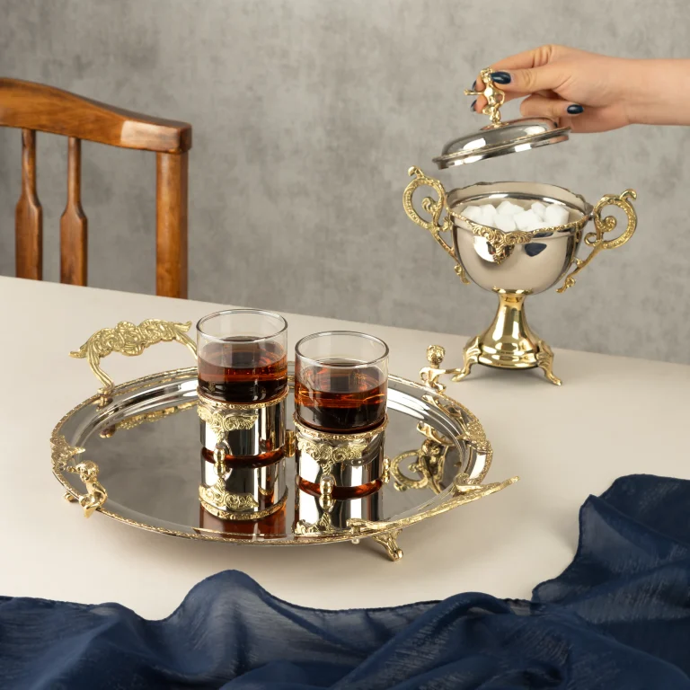 سینی گرد استیل و برنج دیانا مدل DI-25392