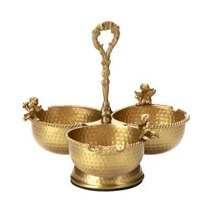 اردو سه پیاله پایه دار برنجی رلیک