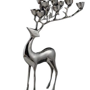 شعله برنجی نقره ای 10 جا شمعی گوزن