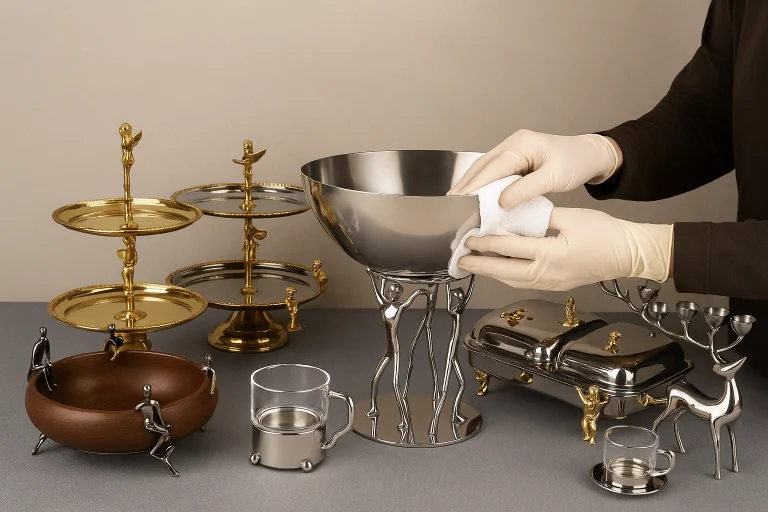 آموزش نگهداری از ظروف لوکس و فلزی با روش‌های اصولی و مراقبت حرفه‌ای