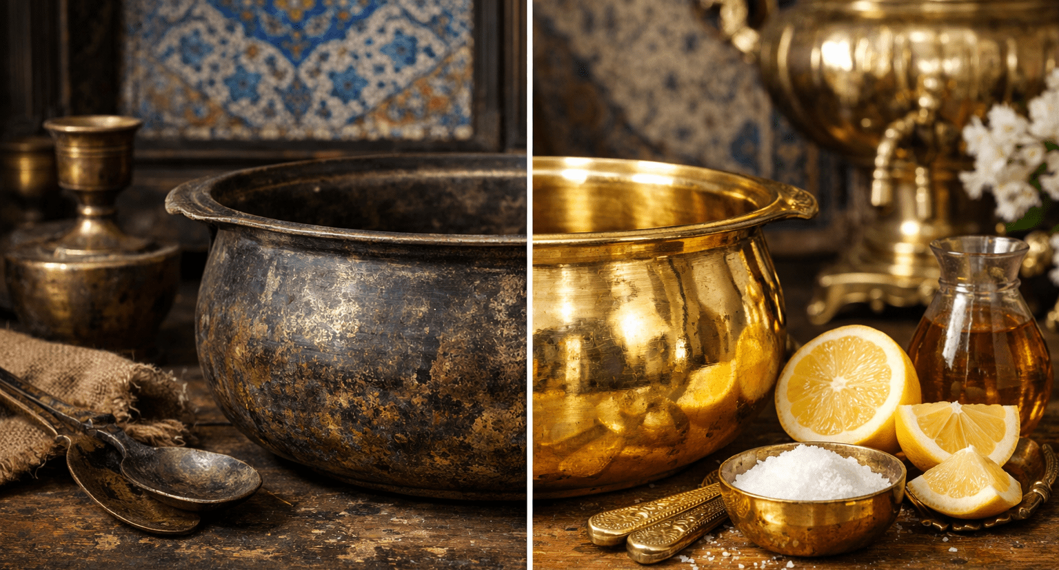 چرا ظروف برنجی سیاه می‌شوند؟ + روش‌های جلوگیری و برق‌انداختن اصولی