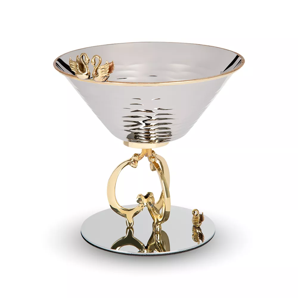 کاسه آجیل استیل و برنج قو