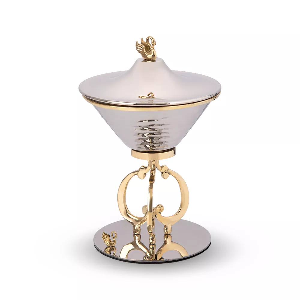 شکلات خوری کوچک استیل و برنج قو