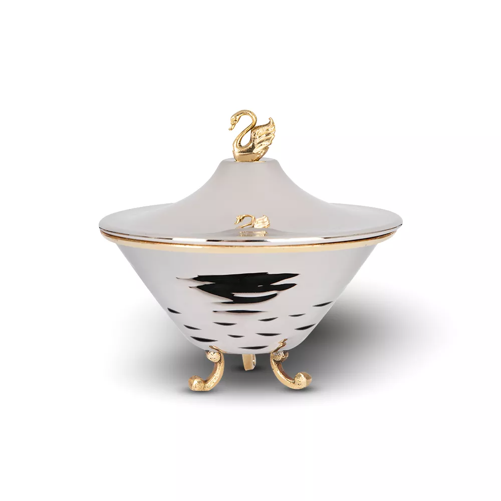 قندان سه پایه استیل و برنج قو